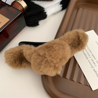 Temperament coreean, toamnă iarnă, blană de iepure artificială, gheare de păr pentru fetiță, clipă de pluș dulce, agrafă banană, accesorii de păr pentru femei