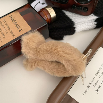 Temperament coreean, toamnă iarnă, blană de iepure artificială, gheare de păr pentru fetiță, clipă de pluș dulce, agrafă banană, accesorii de păr pentru femei