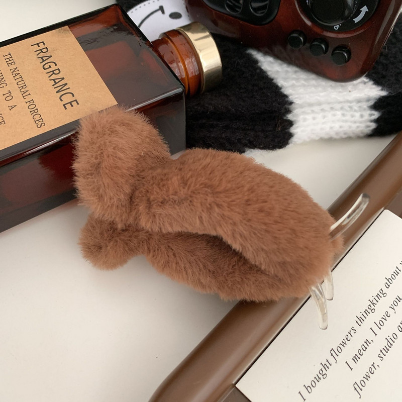 Temperament coreean, toamnă iarnă, blană de iepure artificială, gheare de păr pentru fetiță, clipă de pluș dulce, agrafă banană, accesorii de păr pentru femei