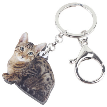 Ακρυλικό Bonsny Lovely Spotted Kitten Keychain Rings Κόσμημα για γυναίκες κορίτσι Γυναικεία τσάντα αυτοκινήτου Γούρια Παιδικά δώρο