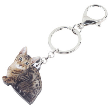 Ακρυλικό Bonsny Lovely Spotted Kitten Keychain Rings Κόσμημα για γυναίκες κορίτσι Γυναικεία τσάντα αυτοκινήτου Γούρια Παιδικά δώρο