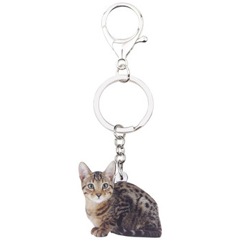 Ακρυλικό Bonsny Lovely Spotted Kitten Keychain Rings Κόσμημα για γυναίκες κορίτσι Γυναικεία τσάντα αυτοκινήτου Γούρια Παιδικά δώρο