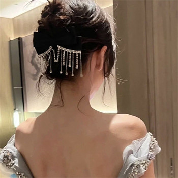 Φούντες Rhinestone Bow Hair Clip Luxury Bride Jewelry Barrettes Γαμήλια αξεσουάρ μαλλιών για γυναίκες