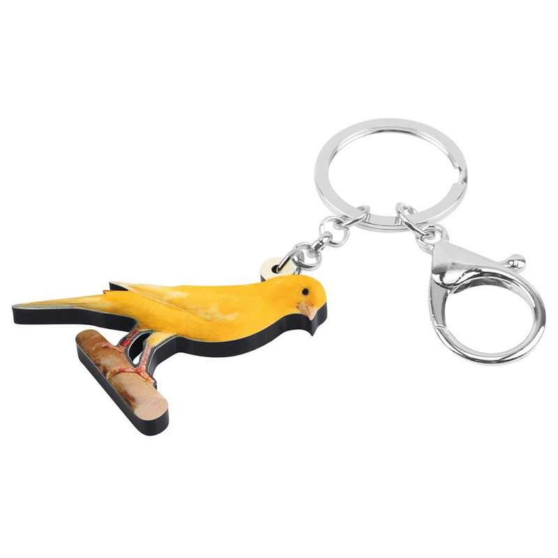 Bonsny Акрилни жълти канарски ключодържатели Птица Ключодържатели Чанта Портмоне за кола Декорации Ключодържатели За жени Момичета Тийнейджъри Мъже Талисмани Подарък