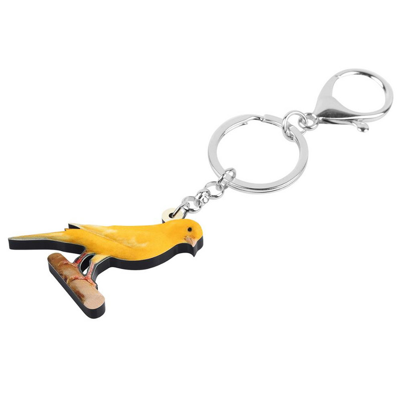 Bonsny Акрилни жълти канарски ключодържатели Птица Ключодържатели Чанта Портмоне за кола Декорации Ключодържатели За жени Момичета Тийнейджъри Мъже Талисмани Подарък