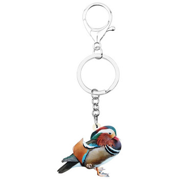 Μπρελόκ Bonsny Ακρυλικό Μανταρίνι Παπιών Lovely Bird Animal Keyring Jewelry for Women Lover Lover Δώρα Διακόσμηση τσάντας