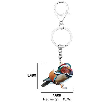 Μπρελόκ Bonsny Ακρυλικό Μανταρίνι Παπιών Lovely Bird Animal Keyring Jewelry for Women Lover Lover Δώρα Διακόσμηση τσάντας