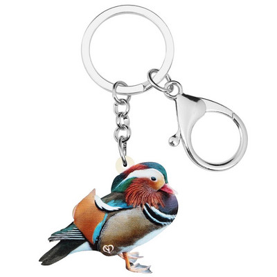 Bonsny akril mandarin kacsa kulcstartók Lovely Bird Animal kulcstartó ékszerek női lányoknak szerelmesek újdonság ajándékok kézitáska dekoráció