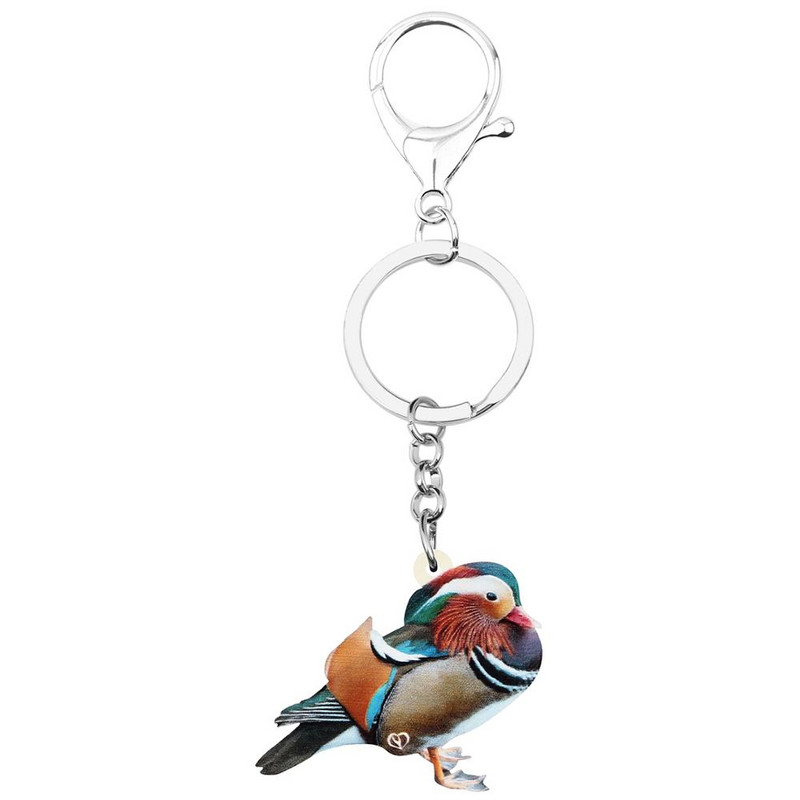 Bonsny akril mandarin kacsa kulcstartók Lovely Bird Animal kulcstartó ékszerek női lányoknak szerelmesek újdonság ajándékok kézitáska dekoráció