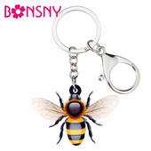 Bonsny Acrilic Sweet Flying Honey Bee Insect Brelocuri Brelocuri Inele Bijuterii Animale din desene animate pentru Femei Fete Adolescenti Brelocuri pentru genți