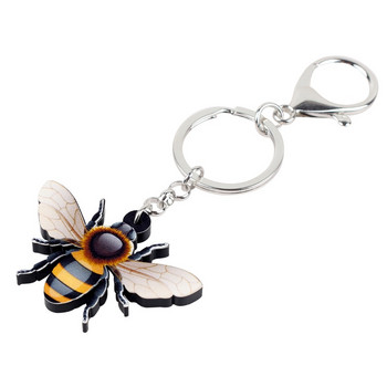 Ακρυλικό Bonsny Sweet Flying Honey Bee Μπρελόκ μπρελόκ Μπρελόκ Δαχτυλίδια κινουμένων σχεδίων Ζώο κοσμήματα για γυναίκες κορίτσια Εφηβική τσάντα Γούρια