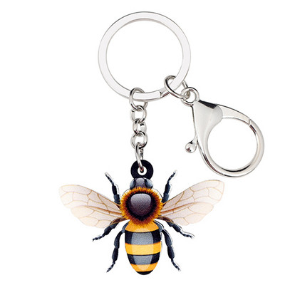 Bonsny Acrilic Sweet Flying Honey Bee Insect Brelocuri Brelocuri Inele Bijuterii Animale din desene animate pentru Femei Fete Adolescenti Brelocuri pentru genți