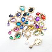 YWXINXI 10 buc. aliaj nou 50x24 MM broșă cu fund plat oval cu strass, accesoriu de decorare a sticlei de vin pentru nunta romantică, realizat manual manual