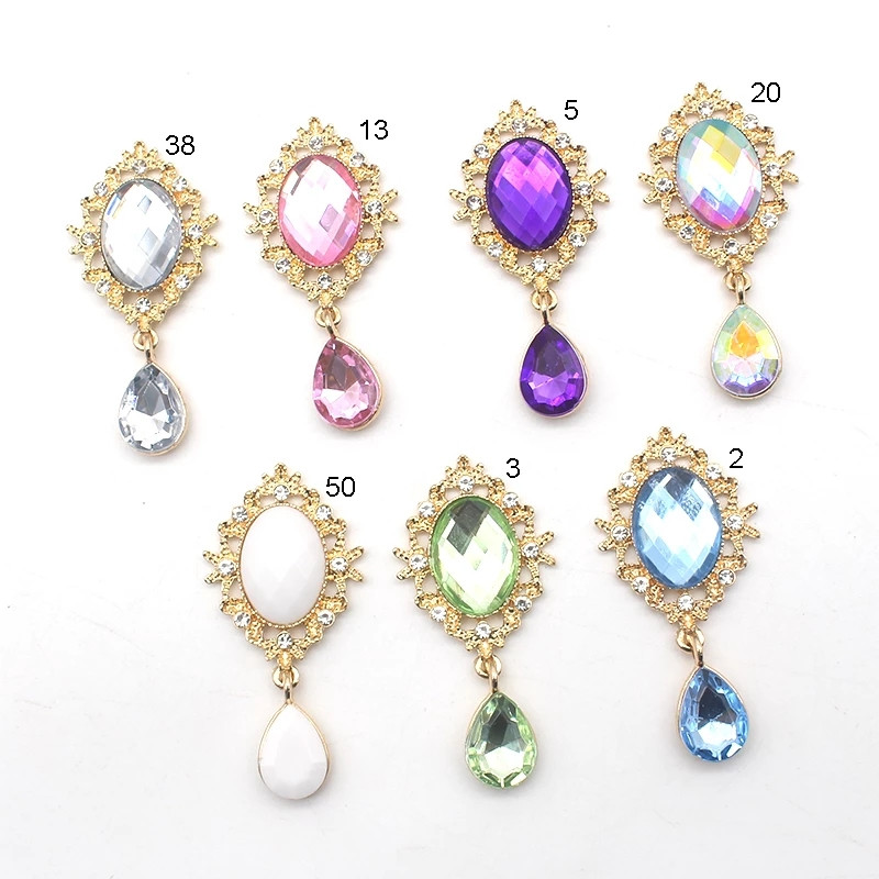 YWXINXI 10 buc. aliaj nou 50x24 MM broșă cu fund plat oval cu strass, accesoriu de decorare a sticlei de vin pentru nunta romantică, realizat manual manual