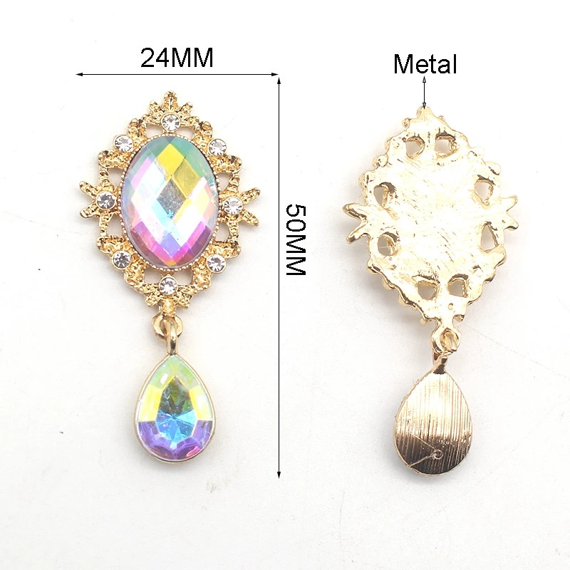 YWXINXI 10 buc. aliaj nou 50x24 MM broșă cu fund plat oval cu strass, accesoriu de decorare a sticlei de vin pentru nunta romantică, realizat manual manual