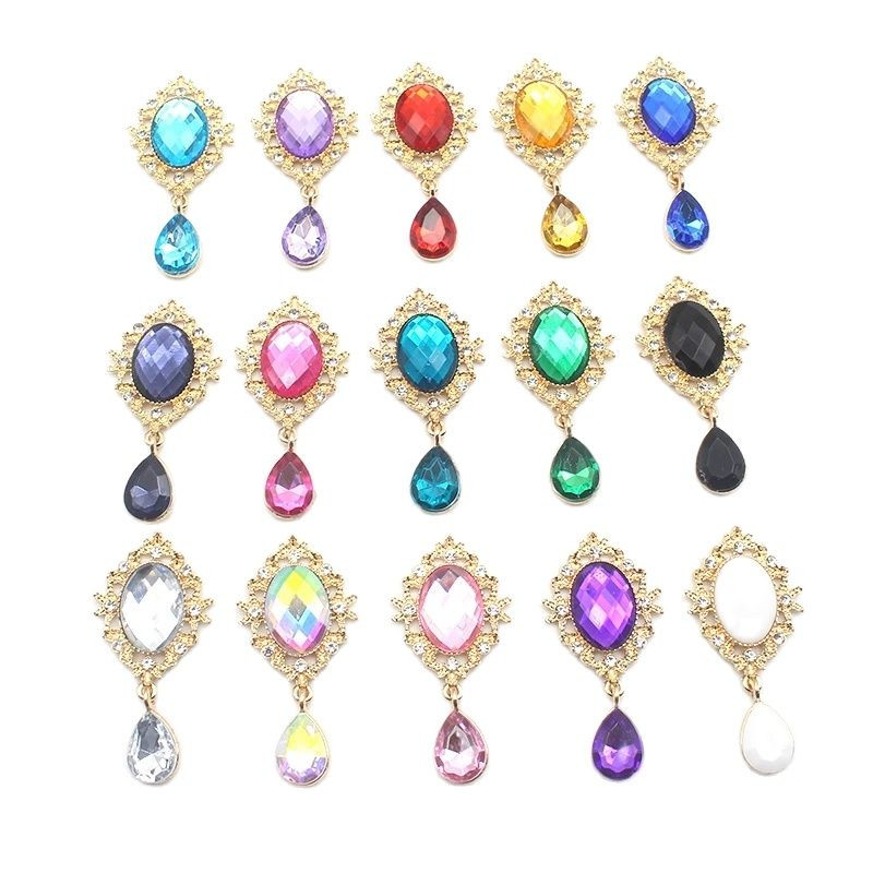 YWXINXI 10 buc. aliaj nou 50x24 MM broșă cu fund plat oval cu strass, accesoriu de decorare a sticlei de vin pentru nunta romantică, realizat manual manual