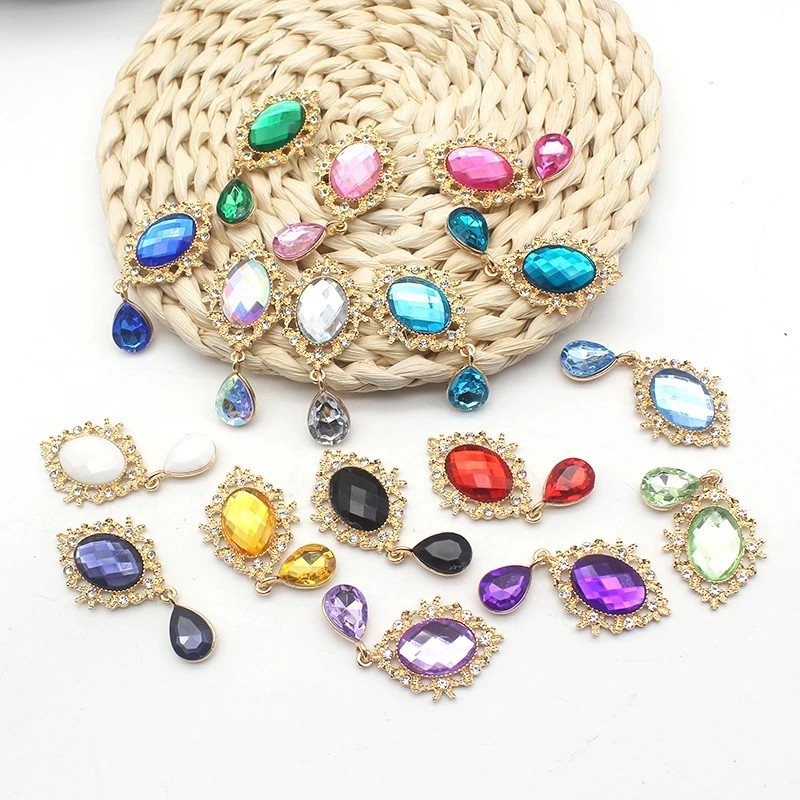 YWXINXI 10 buc. aliaj nou 50x24 MM broșă cu fund plat oval cu strass, accesoriu de decorare a sticlei de vin pentru nunta romantică, realizat manual manual