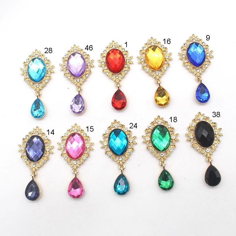 YWXINXI 10 buc. aliaj nou 50x24 MM broșă cu fund plat oval cu strass, accesoriu de decorare a sticlei de vin pentru nunta romantică, realizat manual manual