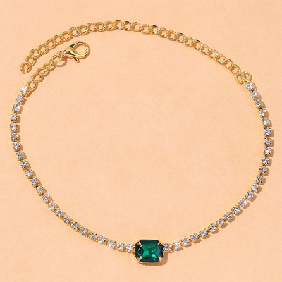 Stonefans 1PC Brățară de gleznă de vară cu cristal de boemă, verde, roz, vânzare cu ridicata pentru femei, brățară pătrată pe picior, cadou de plajă