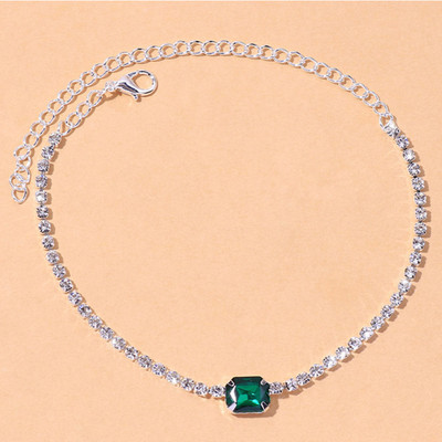 Stonefans 1PC Brățară de gleznă de vară cu cristal de boemă, verde, roz, vânzare cu ridicata pentru femei, brățară pătrată pe picior, cadou de plajă