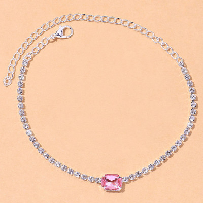 Stonefans 1PC Brățară de gleznă de vară cu cristal de boemă, verde, roz, vânzare cu ridicata pentru femei, brățară pătrată pe picior, cadou de plajă