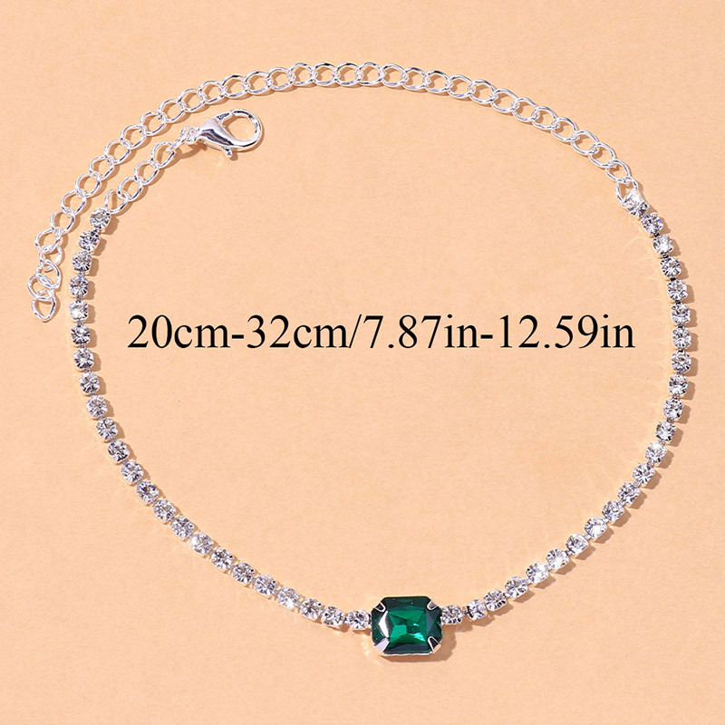 Stonefans 1PC Brățară de gleznă de vară cu cristal de boemă, verde, roz, vânzare cu ridicata pentru femei, brățară pătrată pe picior, cadou de plajă