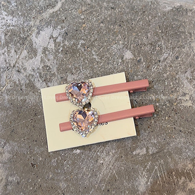 Moda coreeană Love Pink Strass Duckbill Clip Fată Dulce Breton Clip Accesorii De Păr Pentru Femei