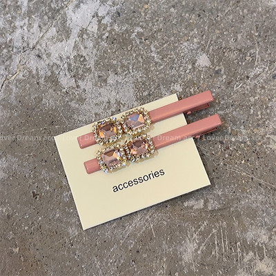 Moda coreeană Love Pink Strass Duckbill Clip Fată Dulce Breton Clip Accesorii De Păr Pentru Femei