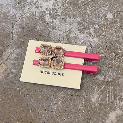 Moda coreeană Love Pink Strass Duckbill Clip Fată Dulce Breton Clip Accesorii De Păr Pentru Femei