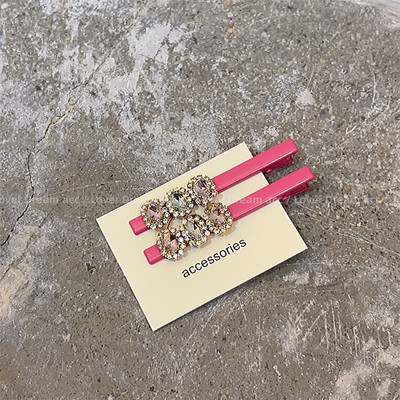 Moda coreeană Love Pink Strass Duckbill Clip Fată Dulce Breton Clip Accesorii De Păr Pentru Femei