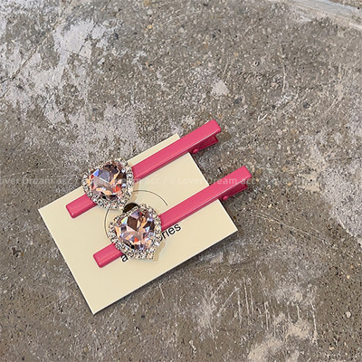 Moda coreeană Love Pink Strass Duckbill Clip Fată Dulce Breton Clip Accesorii De Păr Pentru Femei