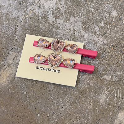 Moda coreeană Love Pink Strass Duckbill Clip Fată Dulce Breton Clip Accesorii De Păr Pentru Femei