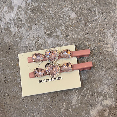 Moda coreeană Love Pink Strass Duckbill Clip Fată Dulce Breton Clip Accesorii De Păr Pentru Femei