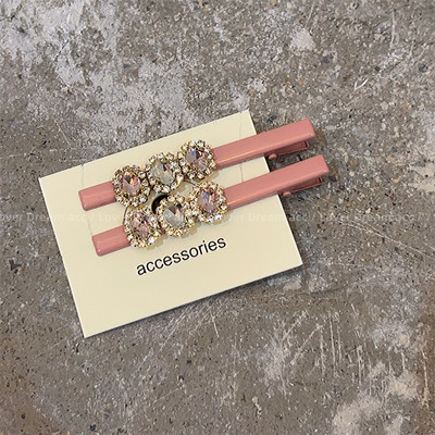 Moda coreeană Love Pink Strass Duckbill Clip Fată Dulce Breton Clip Accesorii De Păr Pentru Femei