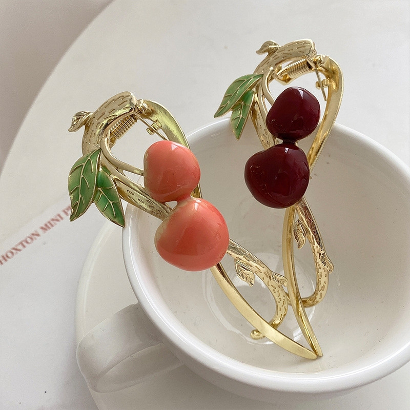 Agrafă de vară drăguță în formă de cireșe One Word Agrafă de păr Fashion Fashion New Fashion Frog Clip Twist Clip Accesorii pentru păr