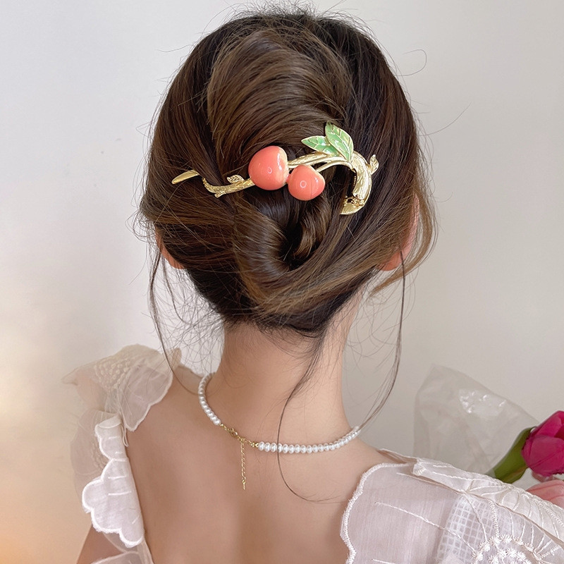 Agrafă de vară drăguță în formă de cireșe One Word Agrafă de păr Fashion Fashion New Fashion Frog Clip Twist Clip Accesorii pentru păr