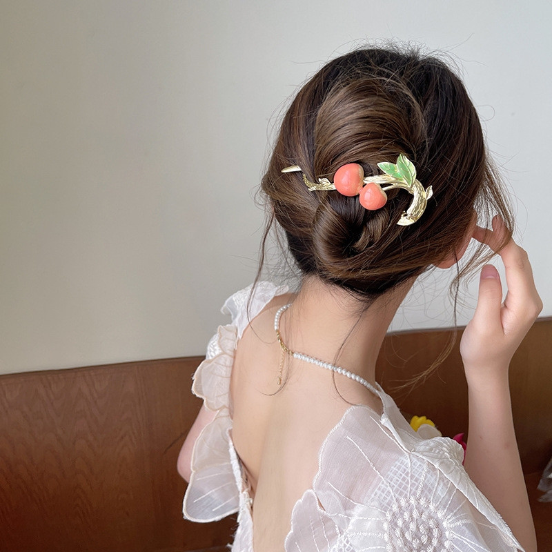 Agrafă de vară drăguță în formă de cireșe One Word Agrafă de păr Fashion Fashion New Fashion Frog Clip Twist Clip Accesorii pentru păr