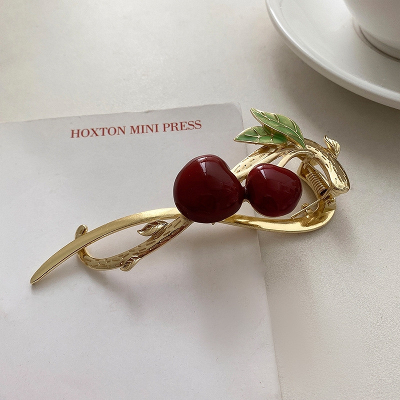 Agrafă de vară drăguță în formă de cireșe One Word Agrafă de păr Fashion Fashion New Fashion Frog Clip Twist Clip Accesorii pentru păr
