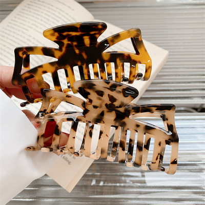 Mados acetato leopardo didelės plaukų žnyplės Elegantiškos plaukų segtukai Plaukų segtukai Barrette Crab plaukų segtukas moterims mergaičių plaukų aksesuarai