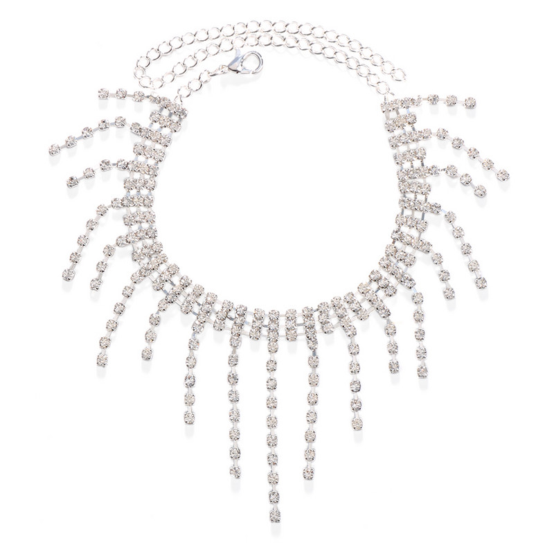 Stonefans Brățări de gleznă cu strasuri, ciucuri de cristal, gleznă cu sclipici, lanț pentru picioare de tenis, accesorii pentru bijuterii de nuntă pentru femei, fete