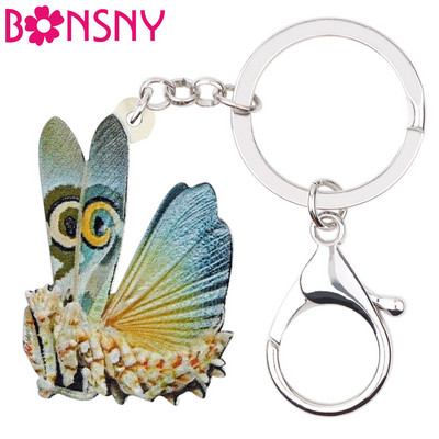Bonsny Acrylic Mantis Devil Horse Ключодържател Ключодържатели Пръстени Животни Бижута Подарък За Жени Момичета Чанта Кола Портмоне Висулка Едро