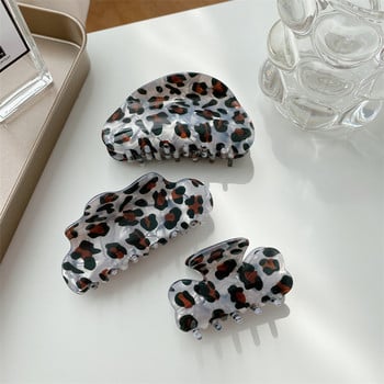 2022 New Trend Acrylic Grey Leopard Grabber Hair Claws μεγάλου μεγέθους τετράγωνο κλιπ μαλλιών για γυναικεία αξεσουάρ μαλλιών Barrettes