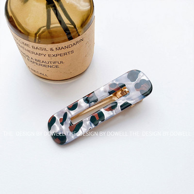 2022 New Trend Acrilic Gri Leopard Print Grabber Gheare de păr Dimensiune mare Agrafă de păr pătrată pentru femei Accesorii de păr Barrette