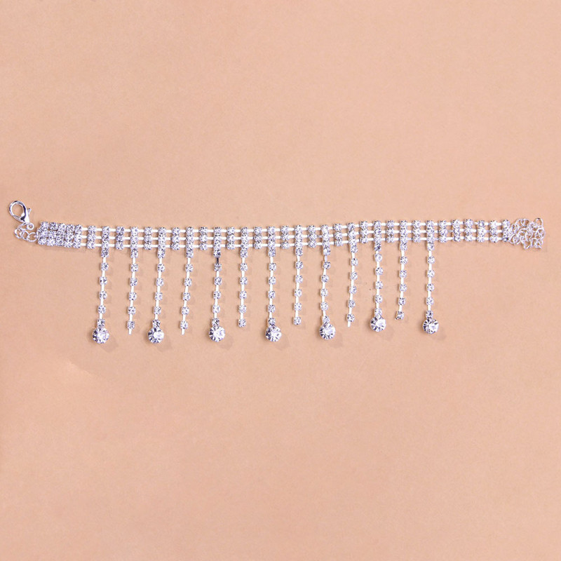 Stonefans Strass ciucuri Pandantiv gleznă Brățări pe picior pentru femei Sandale cu farmec Lanț de gleznă Cristal Bijuterii pentru picioare Desculț