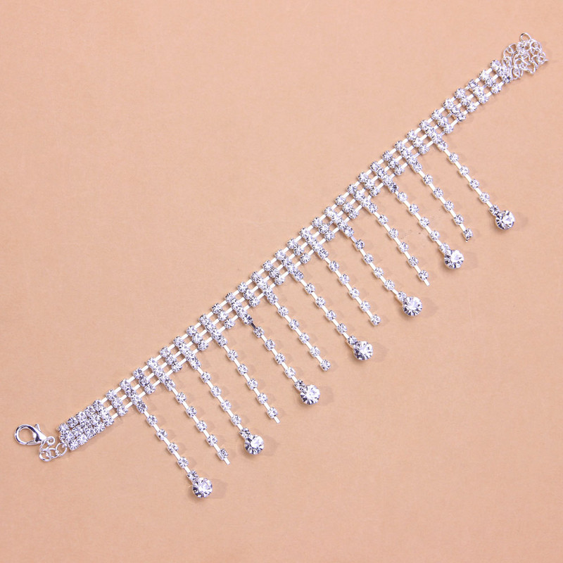 Stonefans Strass ciucuri Pandantiv gleznă Brățări pe picior pentru femei Sandale cu farmec Lanț de gleznă Cristal Bijuterii pentru picioare Desculț