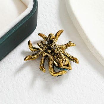 Morkopela Insect Bro Καρφίτσες Small Spider Rhinestone Κοσμήματα Vintage μόδας Υπερβολικές καρφίτσες καρφίτσας σε μωβ πράσινα χρώματα