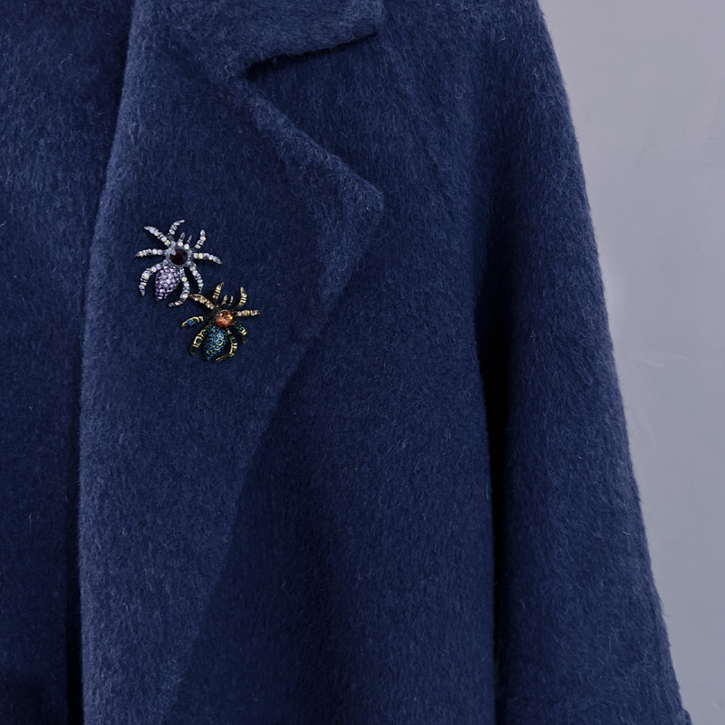 Morkopela Insect Bro Broșe Păianjen Mici Strasuri Bijuterii de modă Vintage Ace de broșă exagerate în culori violet verde