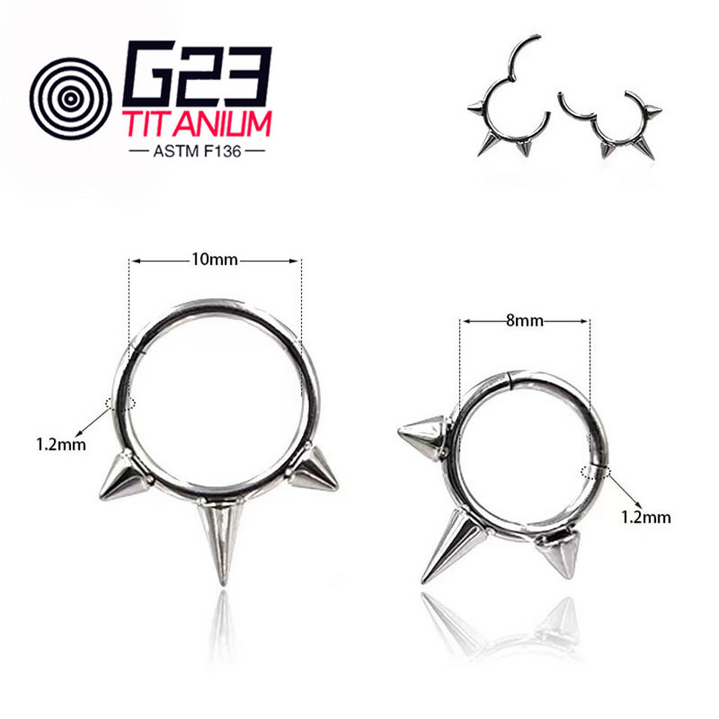 16G implant de titan ASTM F136 Piercing septum Clicker cu balamale spirală Clicker inel nas Bijuterii cubic Zircon Hoop