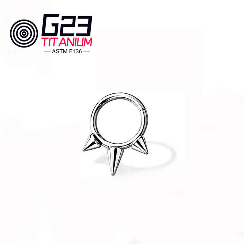 16G implant de titan ASTM F136 Piercing septum Clicker cu balamale spirală Clicker inel nas Bijuterii cubic Zircon Hoop