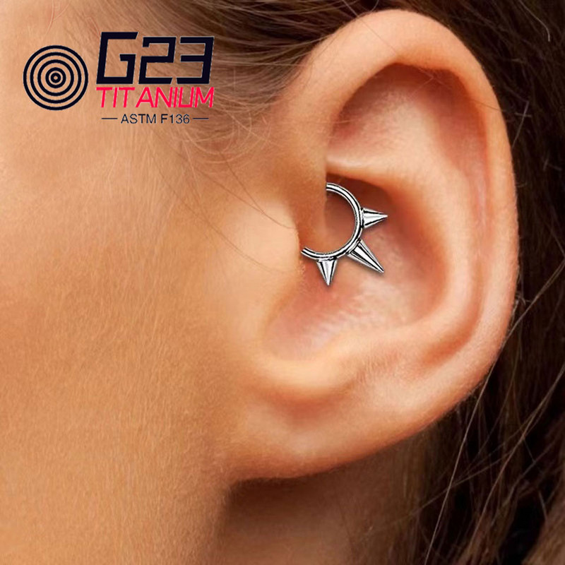 16G implant de titan ASTM F136 Piercing septum Clicker cu balamale spirală Clicker inel nas Bijuterii cubic Zircon Hoop